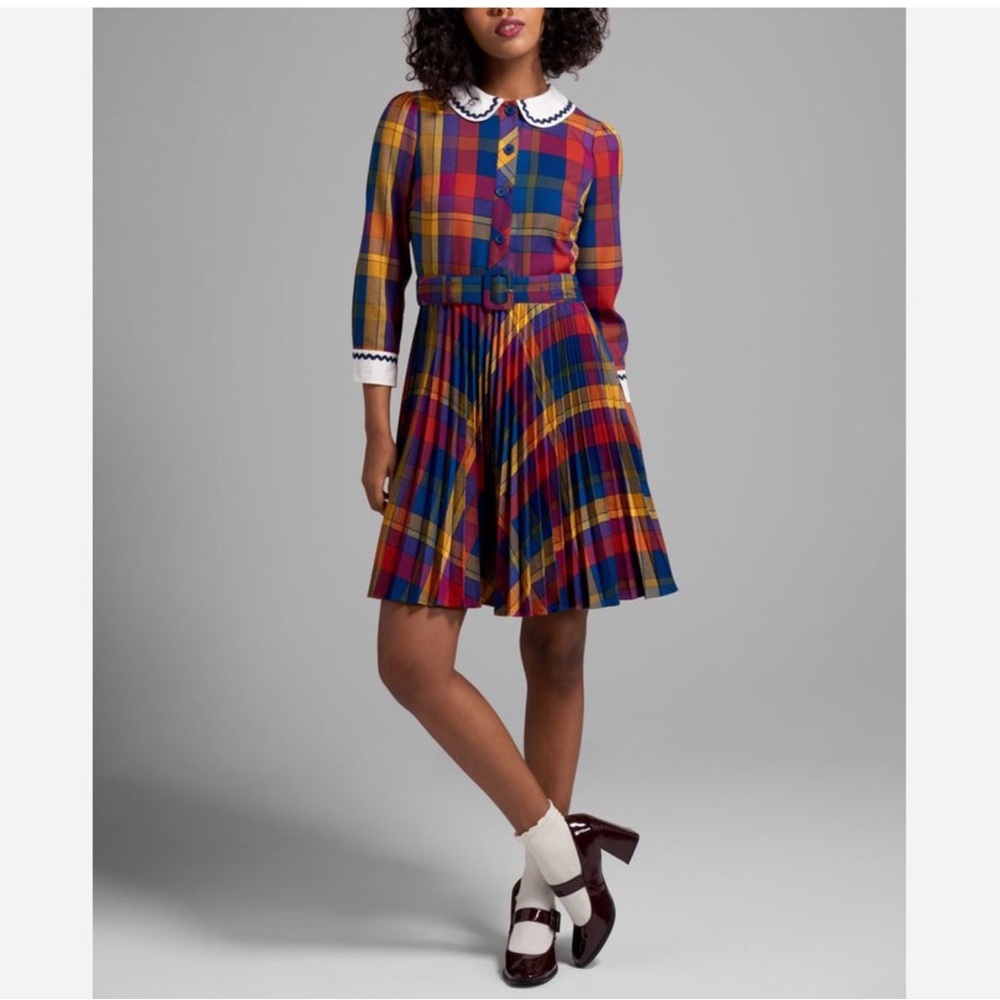 ModCloth‎ Ric Rac Vintage Style Multi Colored Pleated Dress